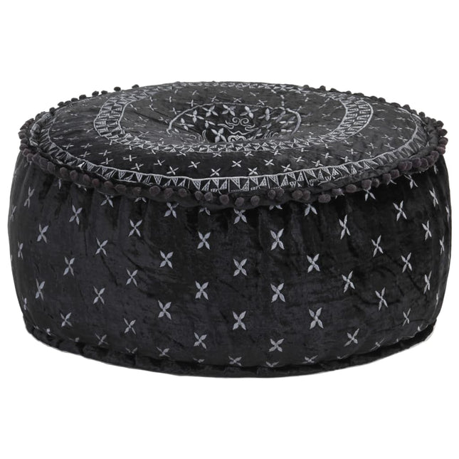 Pouf Rond Avec Broderie Velours 60X25 Cm