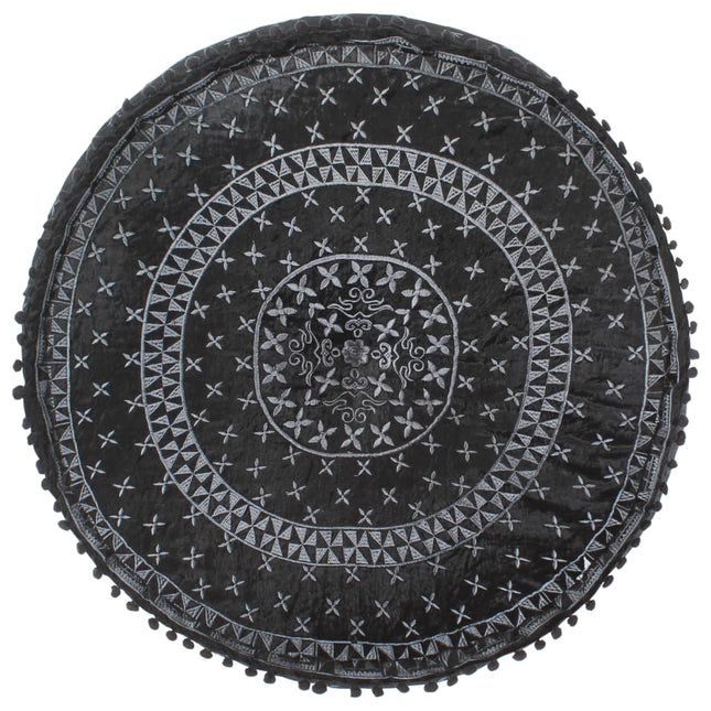 Pouf Rond Avec Broderie Velours 60X25 Cm