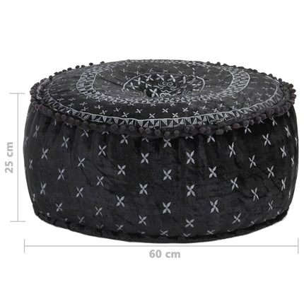 Pouf Rond Avec Broderie Velours 60X25 Cm