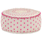 Pouf Rond Avec Broderie Coton 60X25 Cm Multicolore