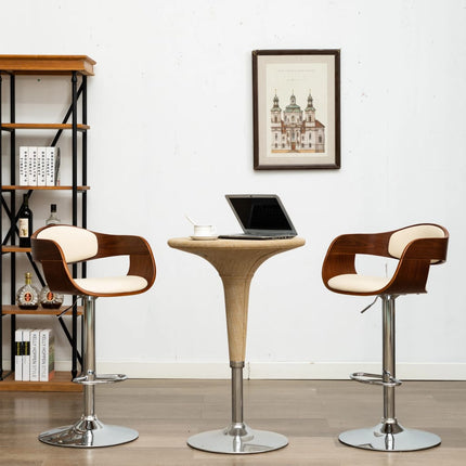 Tabouret De Bar Bois Courbé Et Similicuir