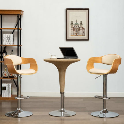 Tabouret De Bar Bois Courbé Et Similicuir