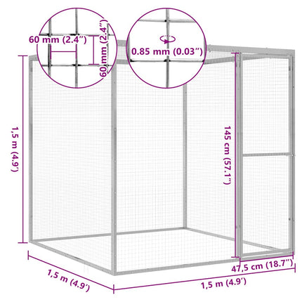 Cage Pour Chat 1,5X1,5X1,5 M Acier Galvanisé