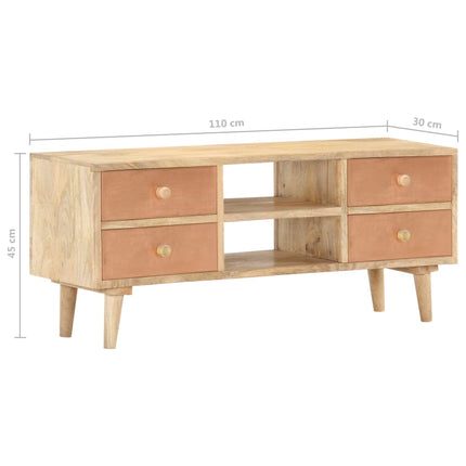 Meuble Tv 110X30X45 Cm Bois De Manguier Solide