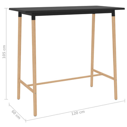 Table De Bar 120X60X105 Cm Mdf Et Bois De Hêtre Massif