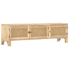Meuble Tv 140X30X40 Cm Bois De Manguier Et Canne Naturelle