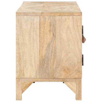 Meuble Tv 140X30X40 Cm Bois De Manguier Et Canne Naturelle