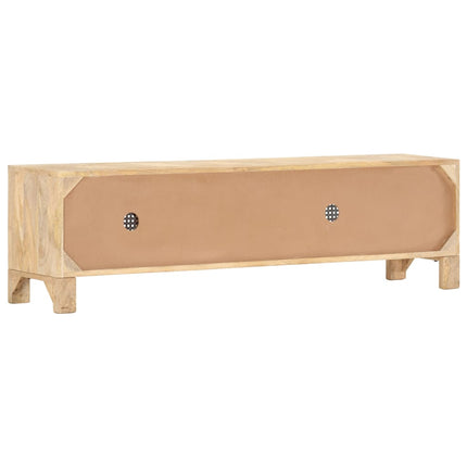 Meuble Tv 140X30X40 Cm Bois De Manguier Et Canne Naturelle