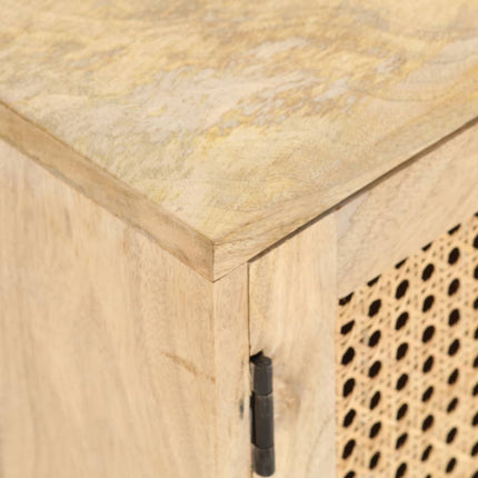 Meuble Tv 140X30X40 Cm Bois De Manguier Et Canne Naturelle