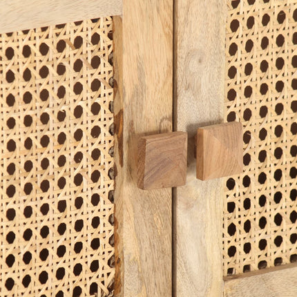 Meuble Tv 140X30X40 Cm Bois De Manguier Et Canne Naturelle