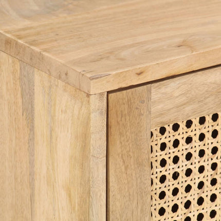 Table Basse 90X50X40 Cm Bois De Manguier Et Canne Naturelle