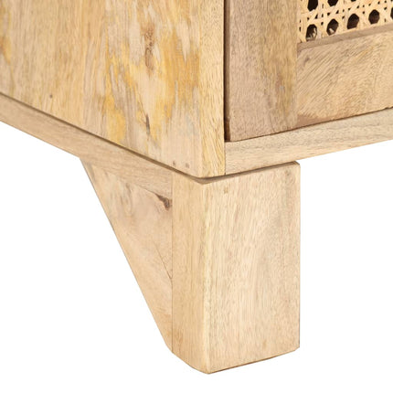 Table Basse 90X50X40 Cm Bois De Manguier Et Canne Naturelle
