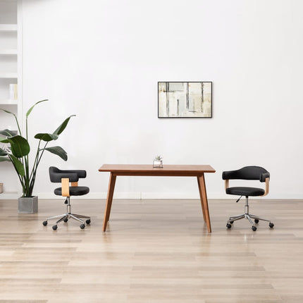 Chaise Pivotante À Manger Noir Bois Courbé Et Similicuir
