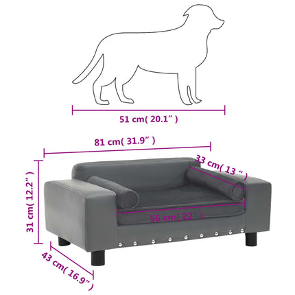 Canapé Pour Chien 81X43X31 Cm Peluche Et Similicuir