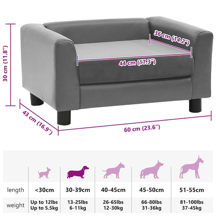 Canapé Pour Chien 60X43X30 Cm Peluche Et Similicuir