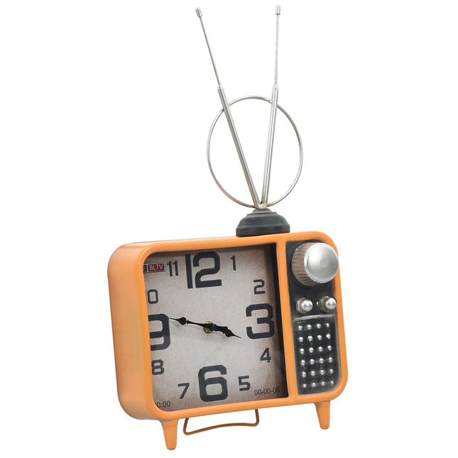 Horloge De Table Orange Et Noir 25X11X48 Cm Fer Et Mdf