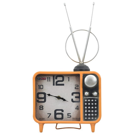 Horloge De Table Orange Et Noir 25X11X48 Cm Fer Et Mdf