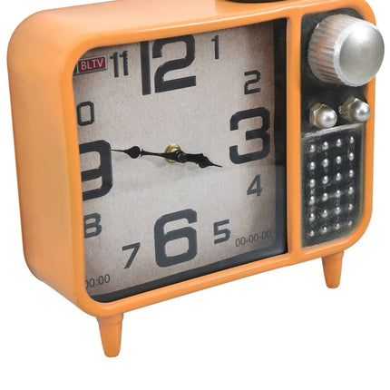 Horloge De Table Orange Et Noir 25X11X48 Cm Fer Et Mdf