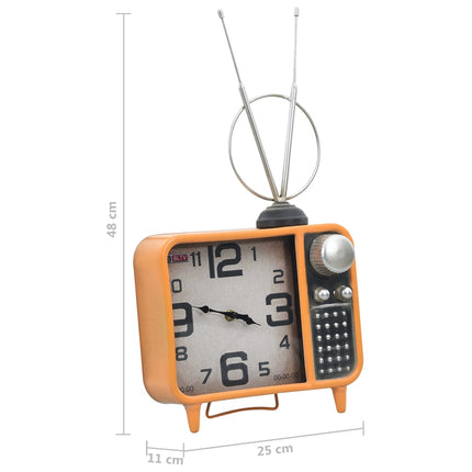 Horloge De Table Orange Et Noir 25X11X48 Cm Fer Et Mdf