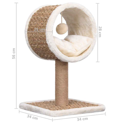 Arbre À Chat Et Tunnel Supérieur Et Jouet 56 Cm Herbiers Marins