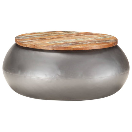 Table Basse Forme De Bol Avec Base En Acier Bois Recyclé