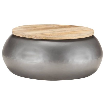 Table Basse Forme De Bol Avec Base En Acier Bois Recyclé