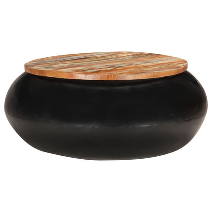 Table Basse Forme De Bol Avec Base En Acier Bois Recyclé