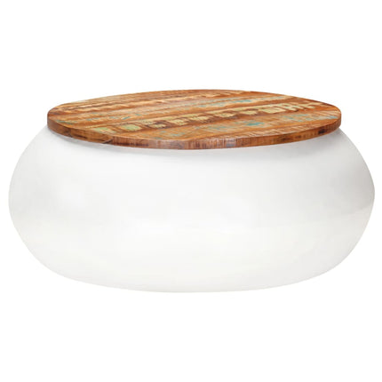 Table Basse Forme De Bol Avec Base En Acier Bois Recyclé