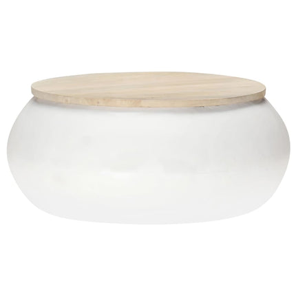 Table Basse Forme De Bol Avec Base En Acier Bois Recyclé