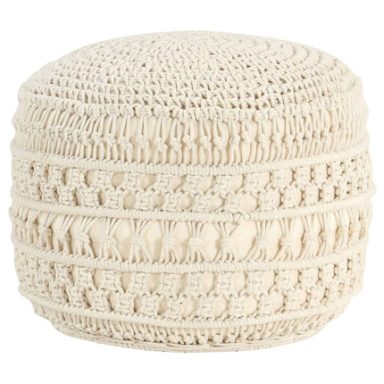 Pouf Fait À La Main En Macramé 45 X 30 Cm Coton