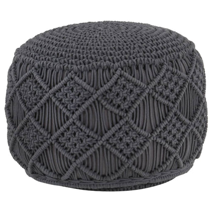 Pouf Fait À La Main En Macramé 45 X 30 Cm Coton