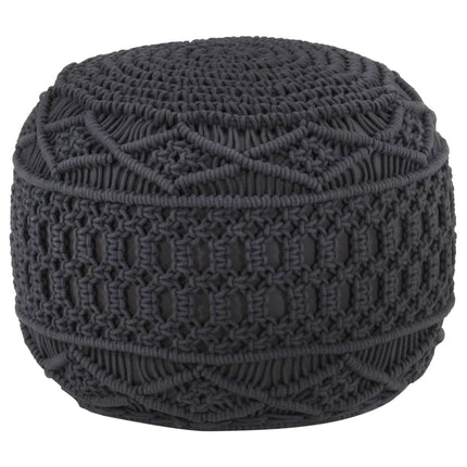 Pouf Fait À La Main En Macramé 45 X 30 Cm Coton