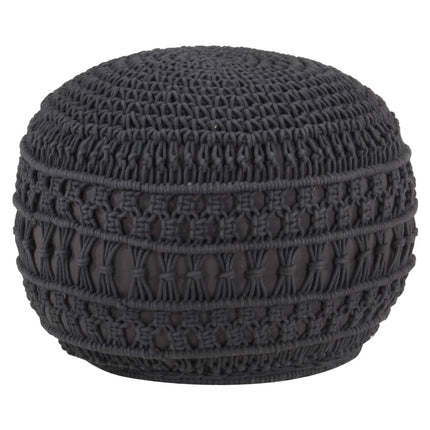 Pouf Fait À La Main En Macramé 45 X 30 Cm Coton