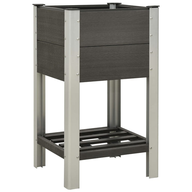 Lit Surélevé De Jardin Avec Étagère Wpc Gris