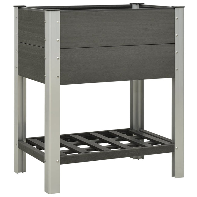 Lit Surélevé De Jardin Avec Étagère Wpc Gris