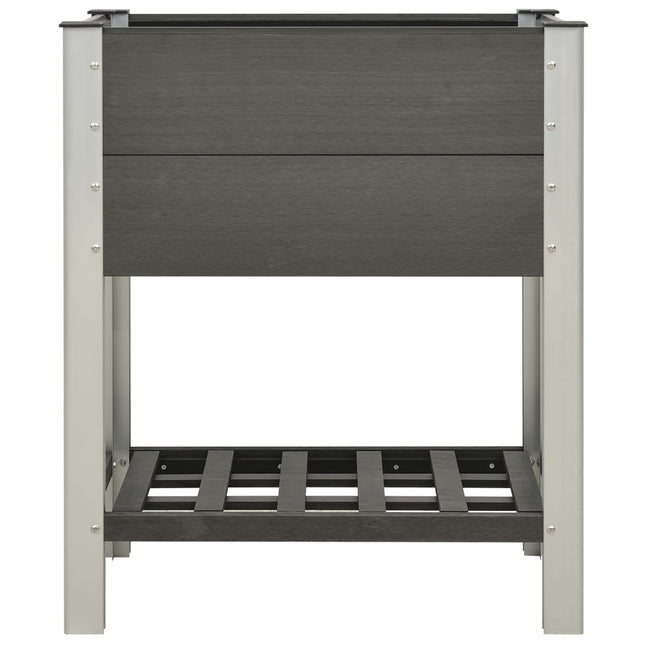 Lit Surélevé De Jardin Avec Étagère Wpc Gris