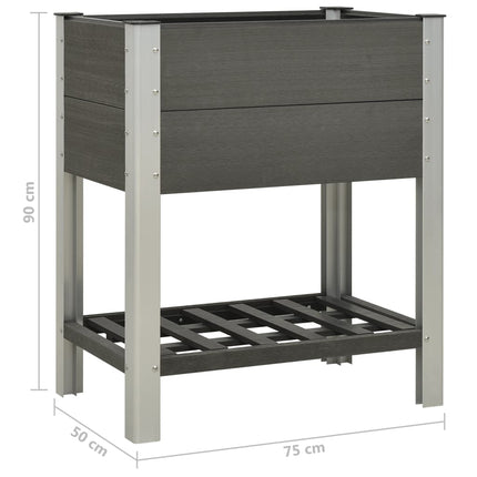 Lit Surélevé De Jardin Avec Étagère Wpc Gris