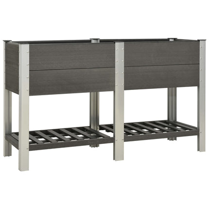 Lit Surélevé De Jardin Avec Étagère Wpc Gris