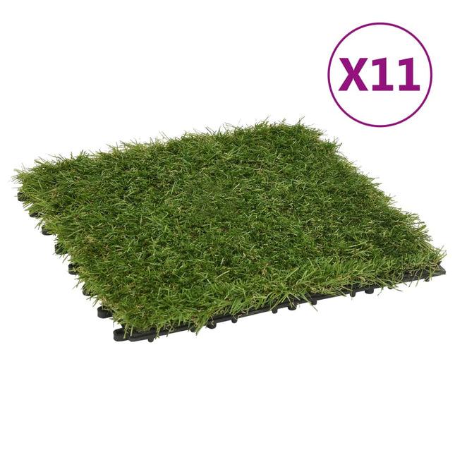 Carreaux De Gazon Artificiel 11 Pcs Vert 30X30 Cm