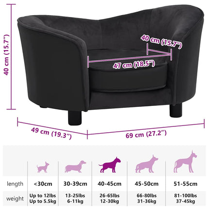Canapé Pour Chien 69X49X40 Cm Peluche Et Similicuir