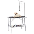 Table De Toilettage Réglable De Chiens Avec 2 Boucles Et Panier