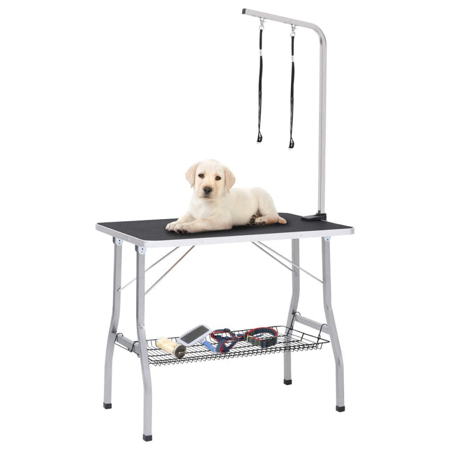 Table De Toilettage Réglable De Chiens Avec 2 Boucles Et Panier