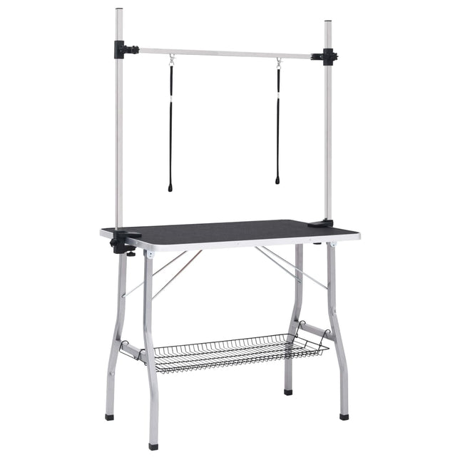 Table De Toilettage Réglable De Chiens Avec 2 Boucles Et Panier