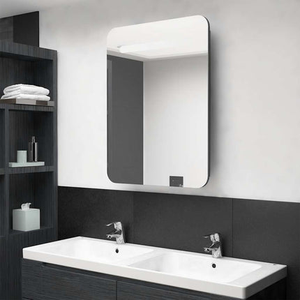 Armoire De Salle De Bain À Miroir Led 60X11X80 Cm
