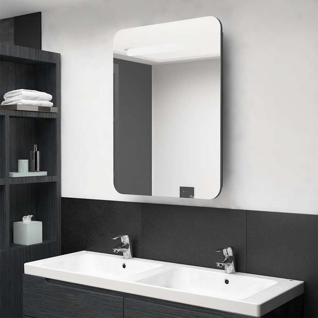 Armoire De Salle De Bain À Miroir Led 60X11X80 Cm