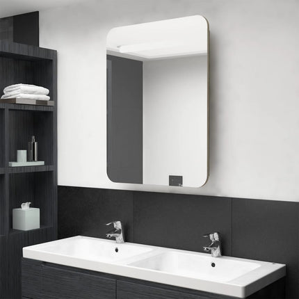 Armoire De Salle De Bain À Miroir Led 60X11X80 Cm