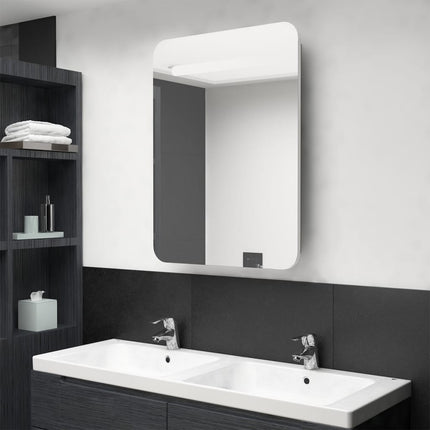 Armoire De Salle De Bain À Miroir Led 60X11X80 Cm