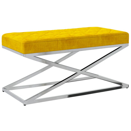 Banc 97 Cm Tissu De Velours Et Acier Inoxydable