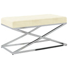 Banc 97 Cm Tissu De Velours Et Acier Inoxydable