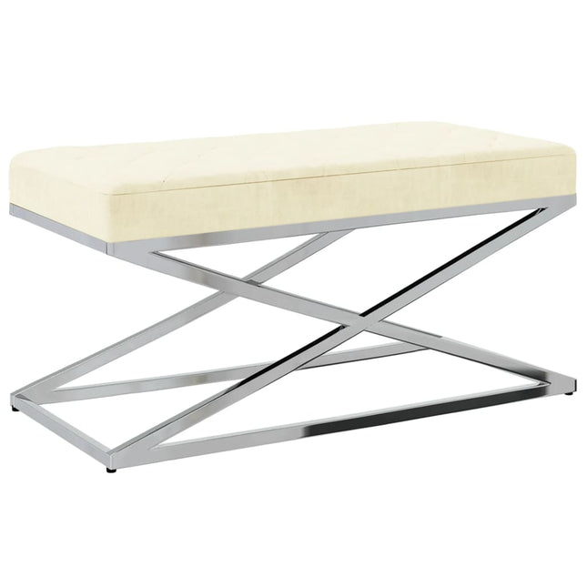 Banc 97 Cm Tissu De Velours Et Acier Inoxydable